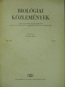 Balázs A. - Biológiai Közlemények XIII/1. [antikvár]