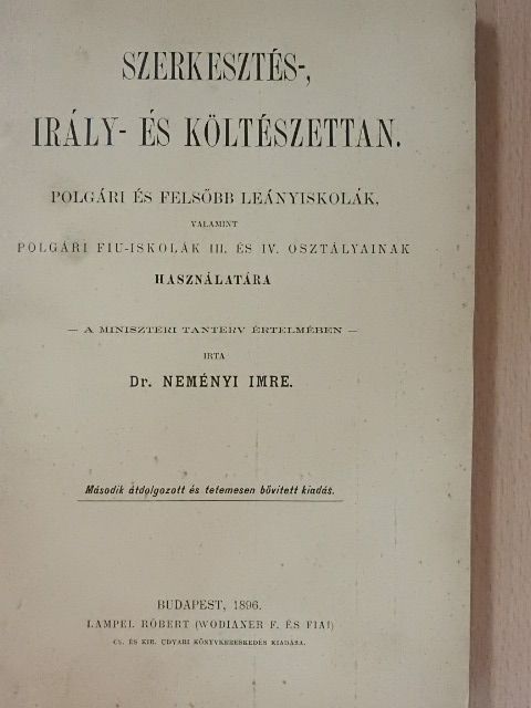 Dr. Neményi Imre - Szerkesztés-, irály- és költészettan [antikvár]