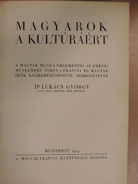 A. de Lapradette - Magyarok a kultúráért [antikvár]