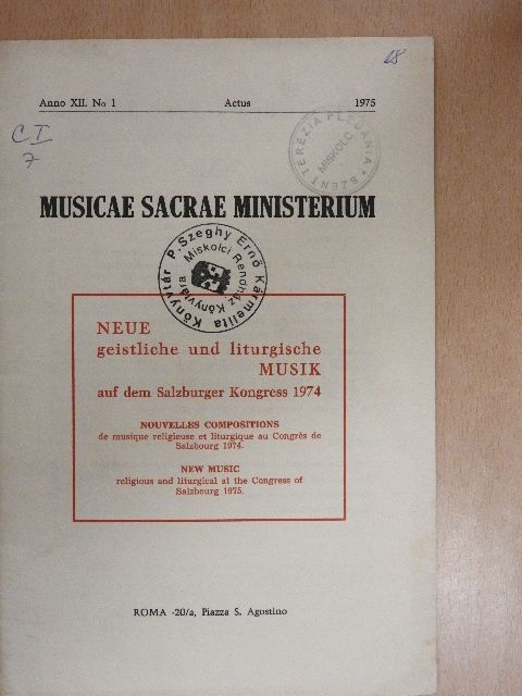 Alfred Bamer - Musicae Sacrae Ministerium 1975 [antikvár]