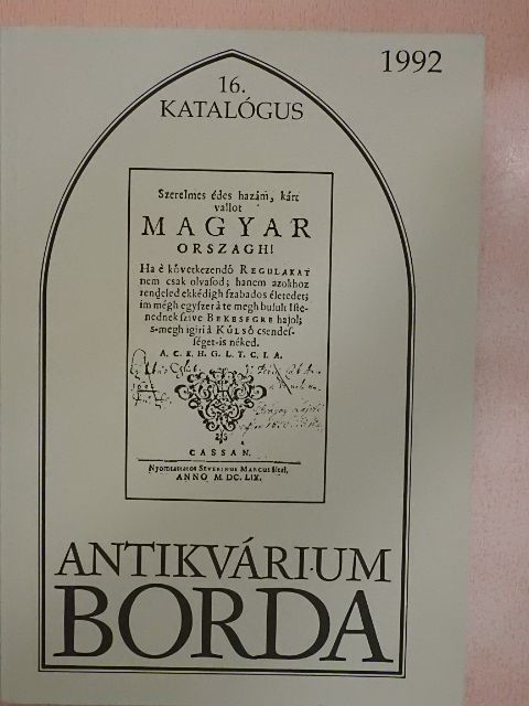 Borda Antikvárium 16. katalógus [antikvár]