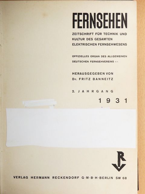 Dr.-Ing. G. Krawinket - Fernsehen 1931. januar-dezember [antikvár]