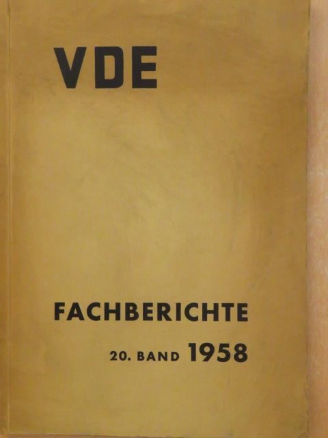 F. Moeller - VDE Fachberichte 20/1958 [antikvár]