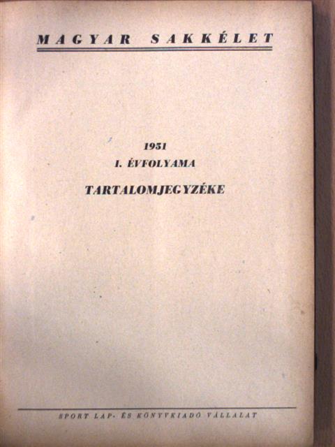 Balassa Sándor - Magyar Sakkélet 1951. január-december [antikvár]