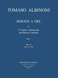 ALBINONI - SONATE A TRE FOR 2 VIOLINS, VIOLONCELLO AND BASSO CONTINUO OP.1 VOL.4: NOS. X-XII. (M. LUTZ)