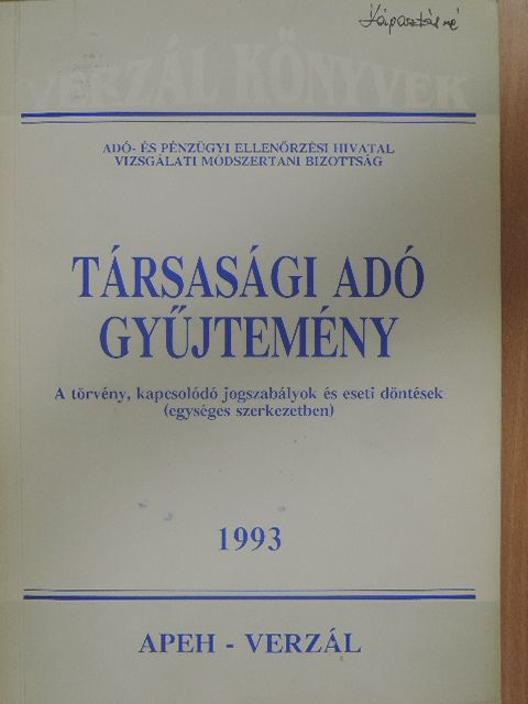 Bocsák Gáborné - Társasági adó gyűjtemény 1993 [antikvár]