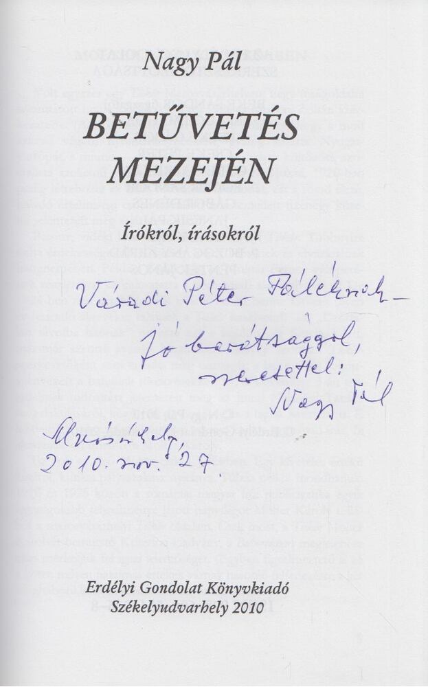 Nagy Pál - Betűvetés mezején (dedikált) [antikvár]