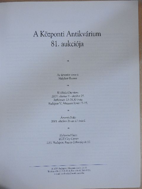 A Központi Antikvárium 81. aukciója [antikvár]