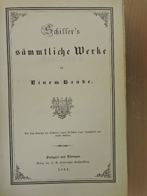 Schiller - Schiller's sämmtliche Werke in Einem Bande (gótbetűs) [antikvár]