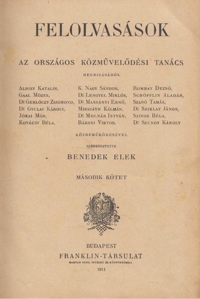 Benedek Elek - Felolvasások az Országos Közművelődési Tanács megbízásából II. kötet [antikvár]