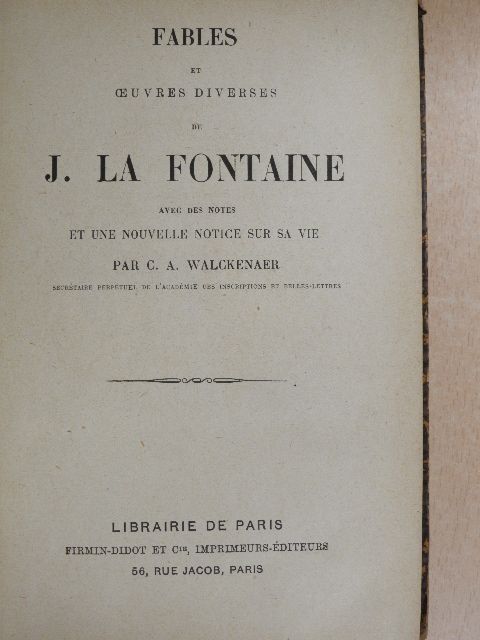 J. La Fontaine - Fables et oeuvres diverses de J. La Fontaine [antikvár]