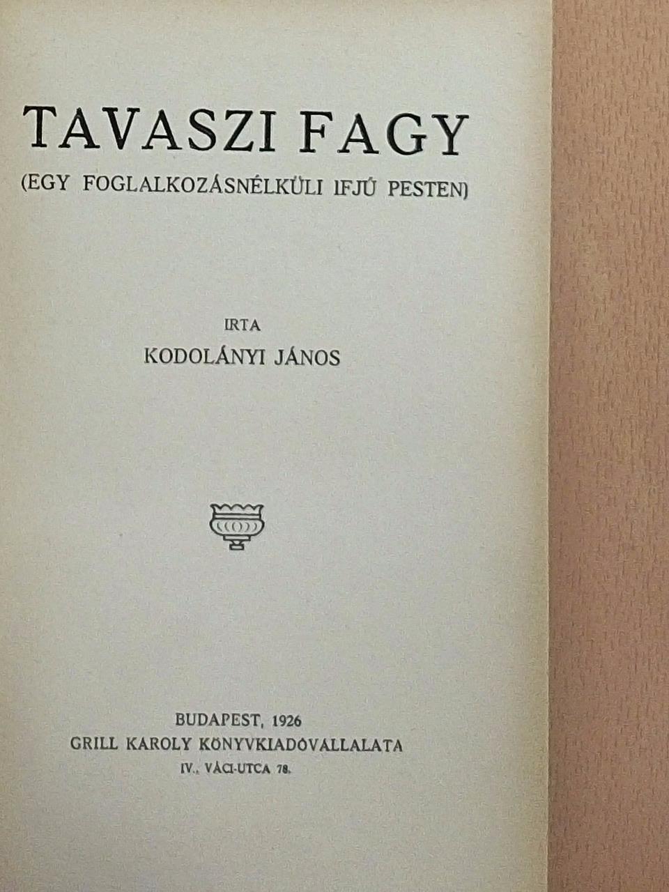 Kodolányi János - Tavaszi fagy [antikvár]
