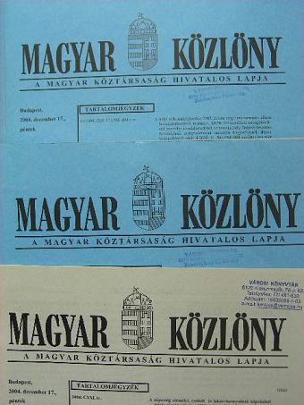 Magyar Közlöny 2004. december 17. I-II/1-2. [antikvár]
