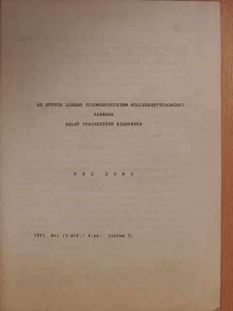 Pro domo 1992. június 3. [antikvár]