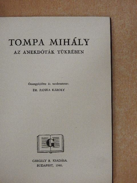Tompa Mihály az anekdóták tükrében [antikvár]