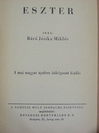 Báró Jósika Miklós - Eszter [antikvár]