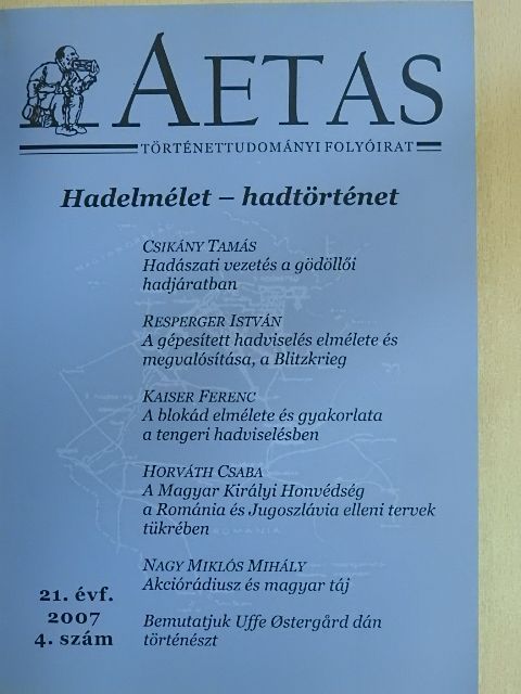 Csikány Tamás - Aetas 2007/4. [antikvár]