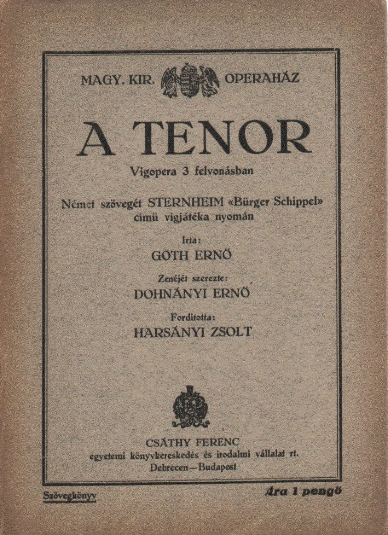 Goth Ernő - A tenor [antikvár]