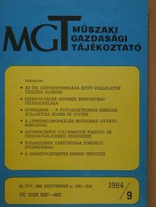 Műszaki-gazdasági tájékoztató 1984. szeptember [antikvár]