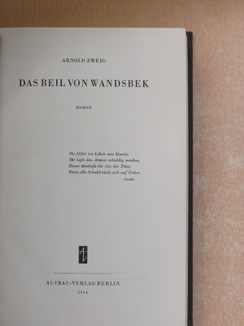 Arnold Zweig - Das Beil von Wandsbek [antikvár]