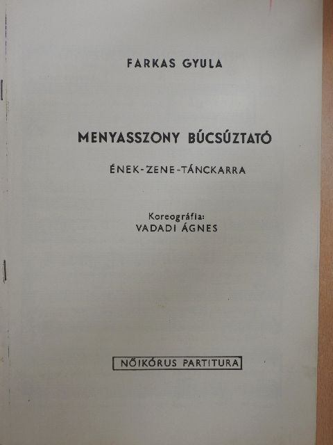 Farkas Gyula - Menyasszony búcsúztató [antikvár]
