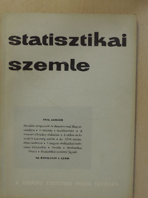 Békés Ferenc - Statisztikai Szemle 1970. január [antikvár]