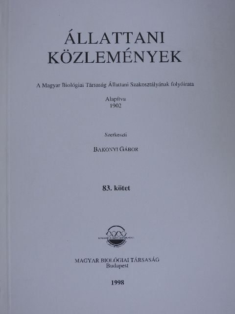 Báldi András - Állattani Közlemények 83. [antikvár]