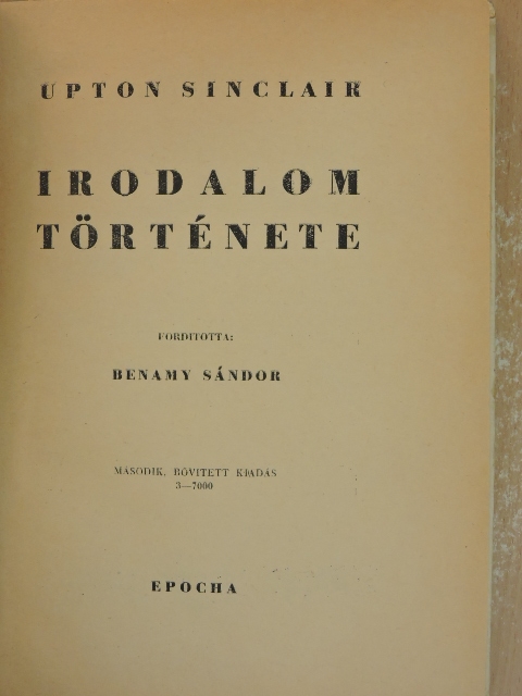 Upton Sinclair - Irodalom története [antikvár]