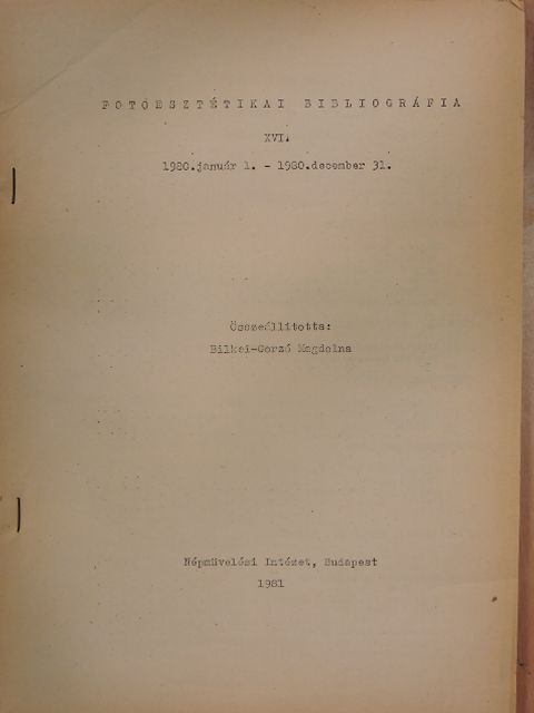 Fotóesztétikai bibliográfia XVI. [antikvár]