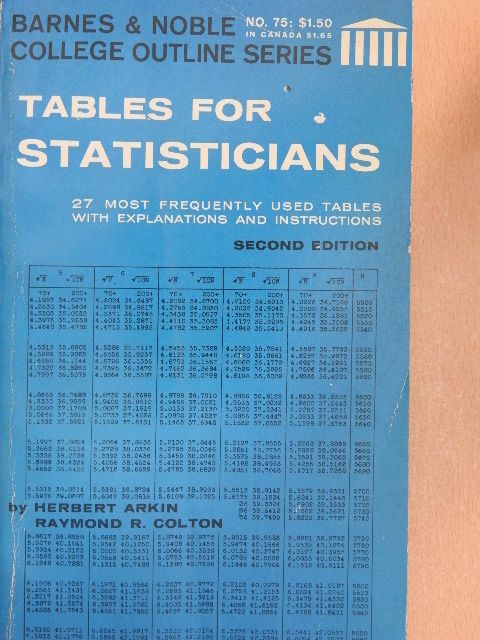 Herbert Arkin - Tables for Statisticians [antikvár]