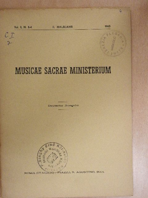 Domenico Celada - Musicae Sacrae Ministerium II. Halbjahr 1965 [antikvár]