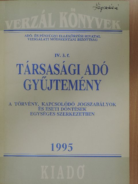 Bocsák Gáborné - Társasági adó gyűjtemény 1995 [antikvár]