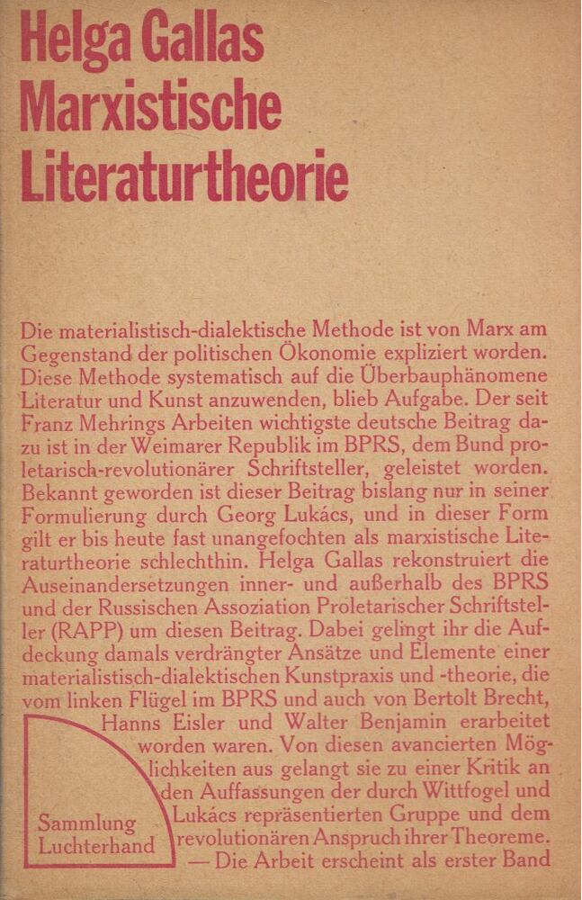 Helga Gallas - Marxistische Literaturtheorie [antikvár]