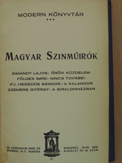 Földes Imre - Magyar szinműirók III. [antikvár]