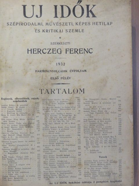 Bognár Anna - Uj Idők 1932. (nem teljes évfolyam) [antikvár]