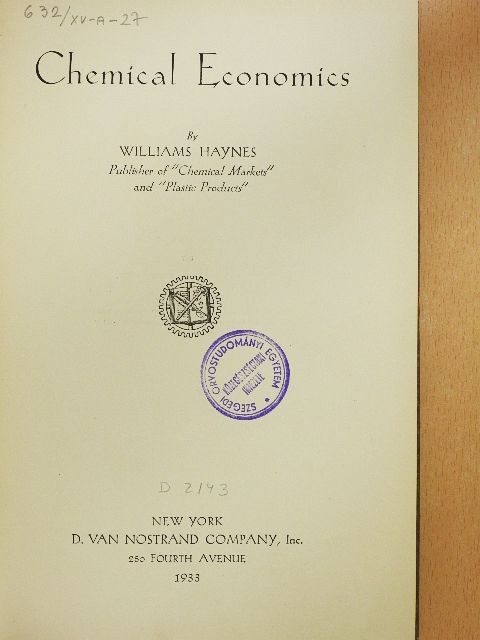 Williams Haynes - Chemical Economics [antikvár]