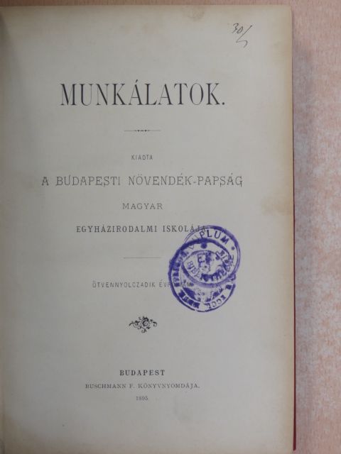 Munkálatok 1895. [antikvár]