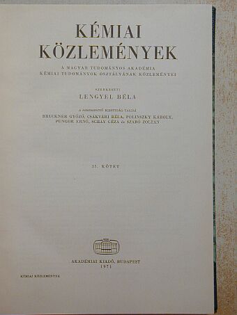 Beke Béla - A Magyar Tudományos Akadémia Kémiai Tudományok Osztályának Közleményei [antikvár]