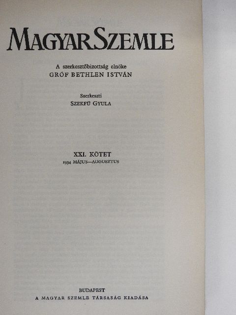 Aldo Dami - Magyar Szemle 1934. május-augusztus [antikvár]