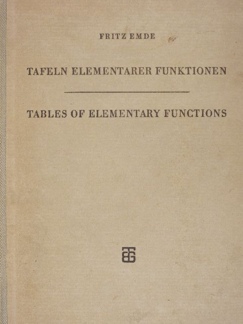 Fritz Emde - Tafeln Elementarer Funktionen [antikvár]