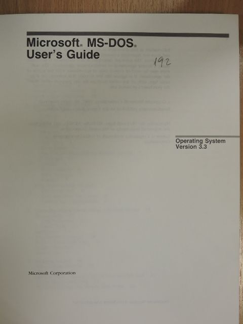 Microsoft MS-DOS User's Guide [antikvár]