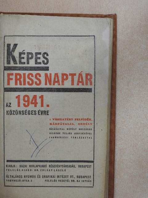 Csurka Péter - Képes Friss Naptár 1941. [antikvár]