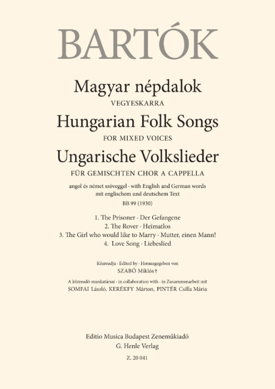 Bartók Béla - MAGYAR NÉPDALOK - VEGYESKARRA