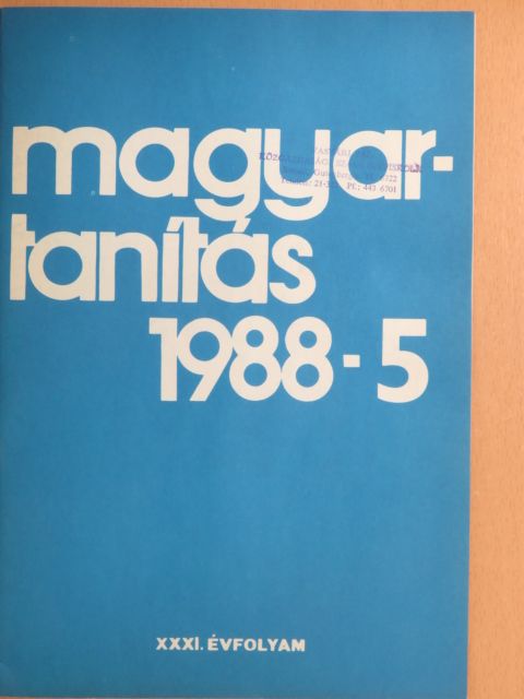 Amacziné Dr. Bíró Zsuzsa - Magyartanítás 1988/5. [antikvár]