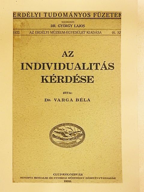 Dr. Varga Béla - Az individualitás kérdése [antikvár]