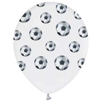 Focilabda mintás fehér lufi - 5 darabos