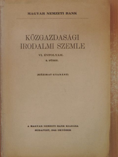 Erdei Ferenc - Közgazdasági irodalmi szemle 1945. október [antikvár]