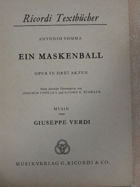 Antonio Somma - Ein Maskenball [antikvár]
