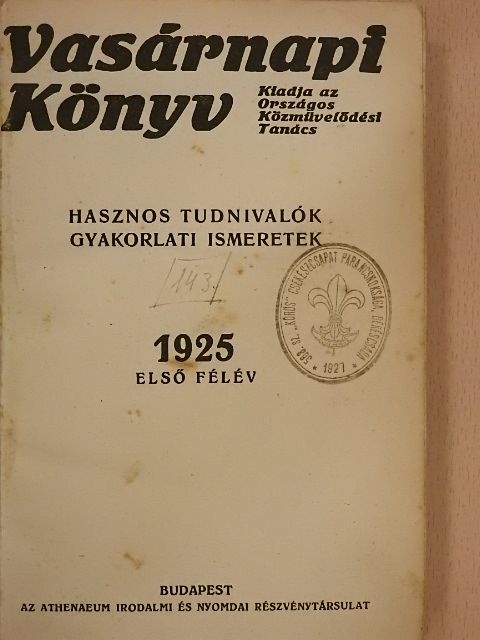 Vasárnapi Könyv 1925. I. (fél évfolyam) [antikvár]