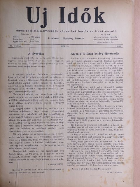 Uj Idők 1934. január-június (fél évfolyam) [antikvár]